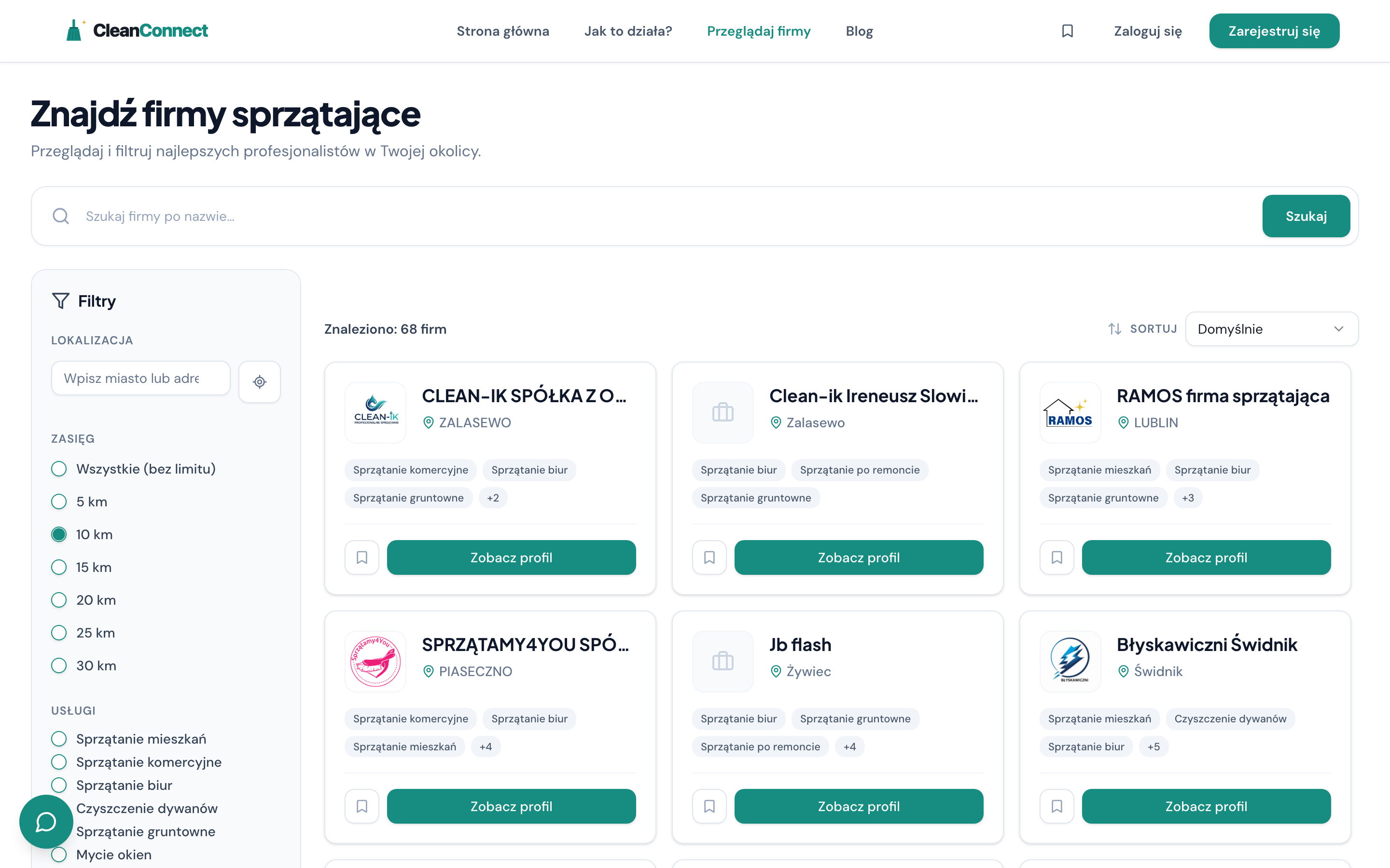 Katalog firm sprzątających CleanConnect