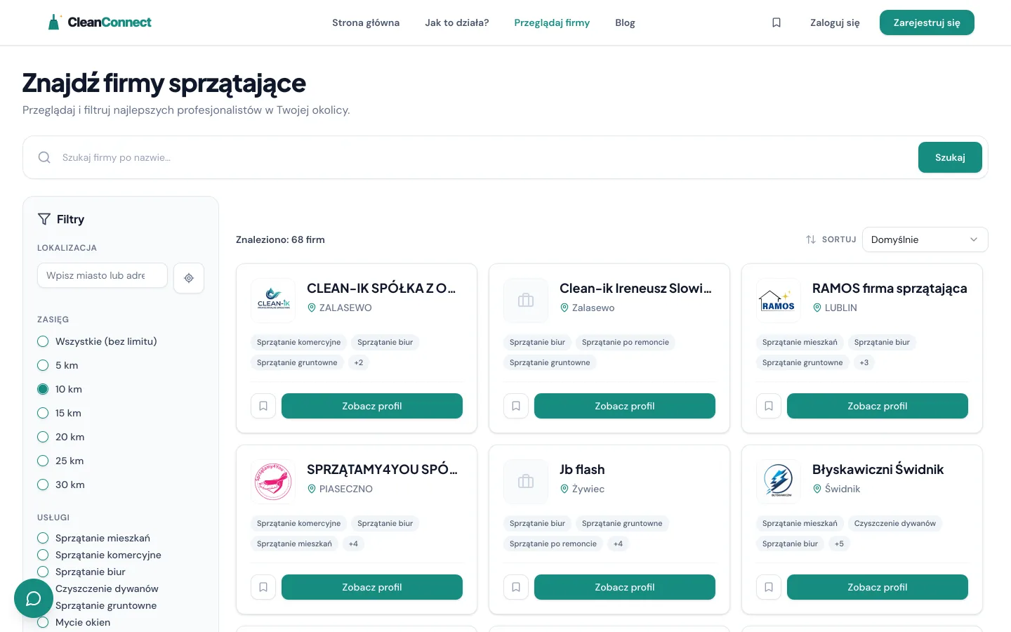Katalog firm sprzątających CleanConnect